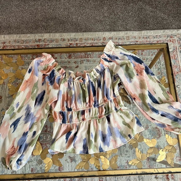 Sofia by Sofia Vergara Multicolor Off-Shoulder Blouse Medium - Picture 1 of 2